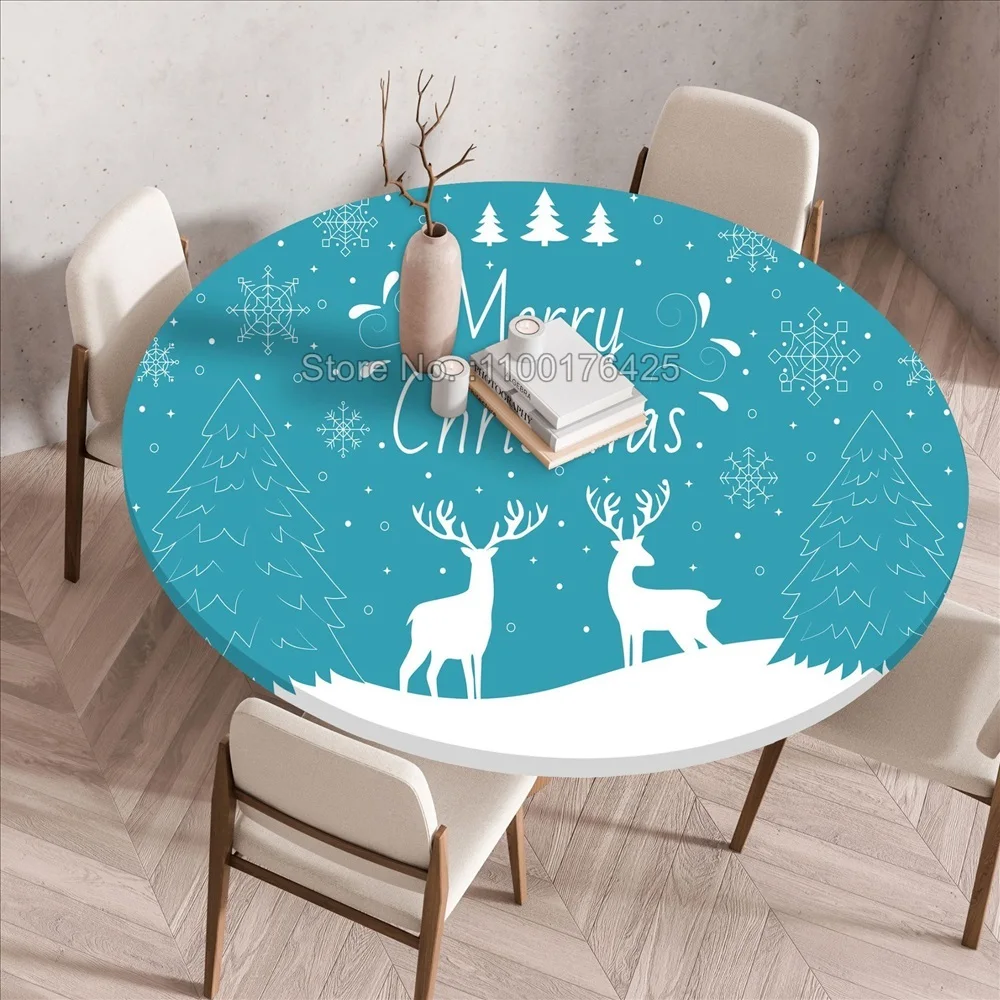 Рождественская круглая 3D скатерть с эластичными краями Имбирное печенье