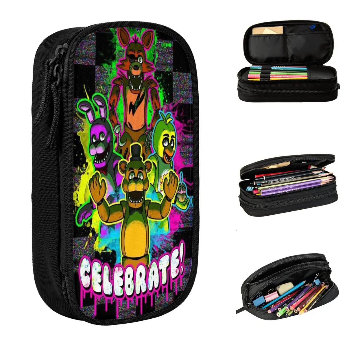 Игра Fnaf Security Breach Merch Pen Box большой емкости для школы Фредди Movie пенал