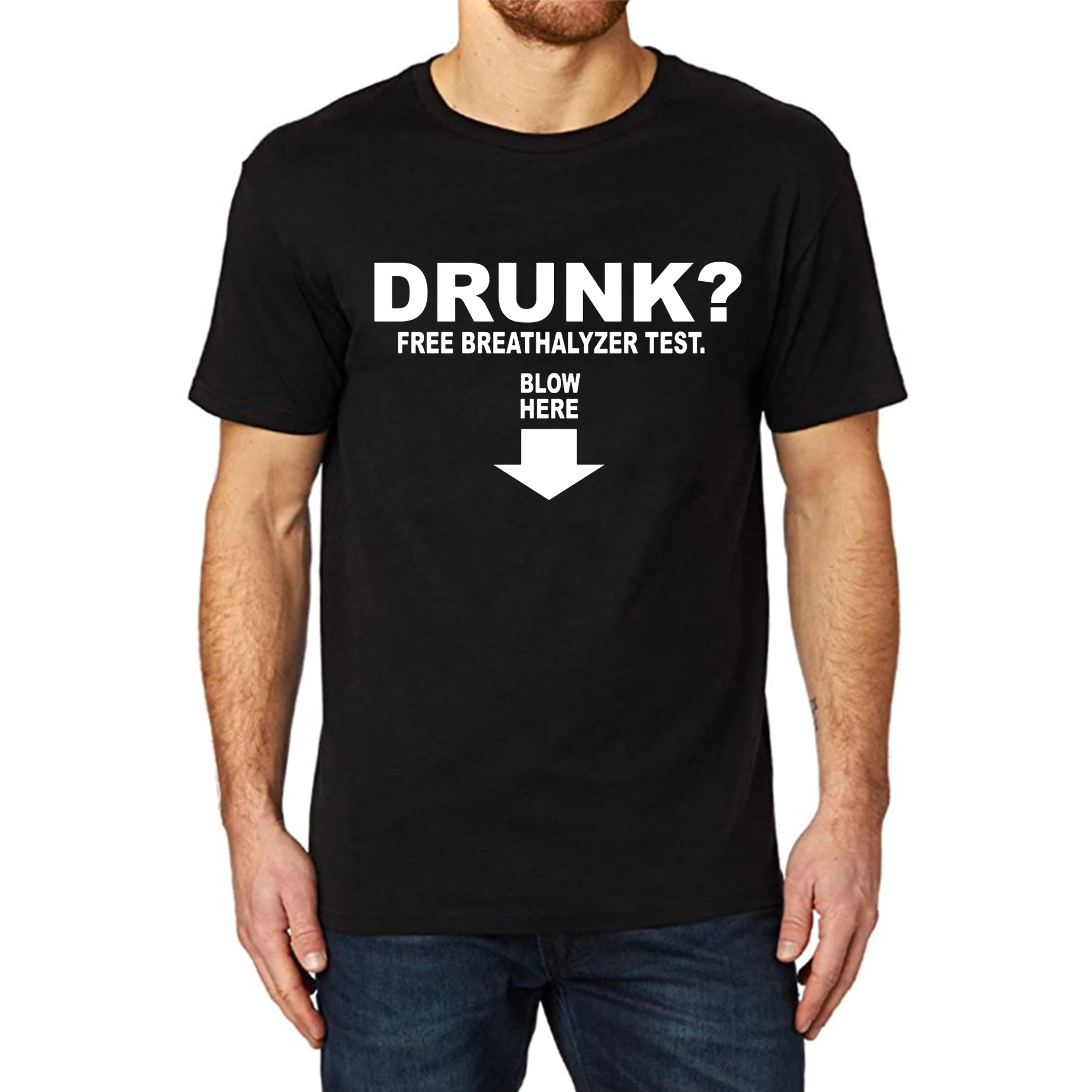 

Lyprerazy Men's Drunk Free Breathalyzer Test Funny Printed T-Shirt