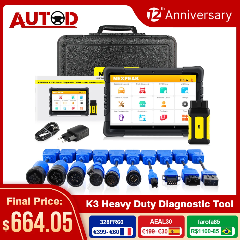 

Сканер NEXPEAK K3 OBD2, сверхмощный диагностический инструмент для автомобилей и грузовиков, программатор ключей OBD2, регулировка ОДО-метра, диагн...