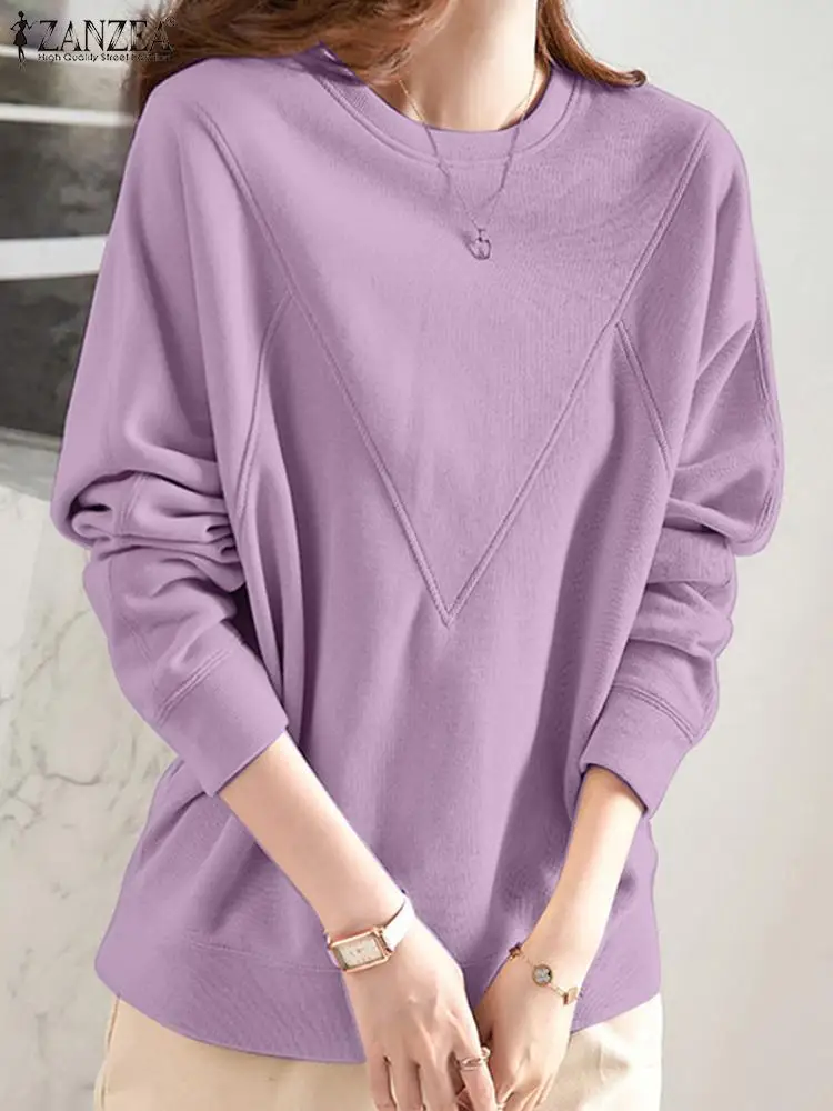 

ZANZEA Autumn Casual Solid Pullovers Woman O Neck Long Sleeve Kintted Blouse Female Fashion OL Work Blusas Chemise Oversized