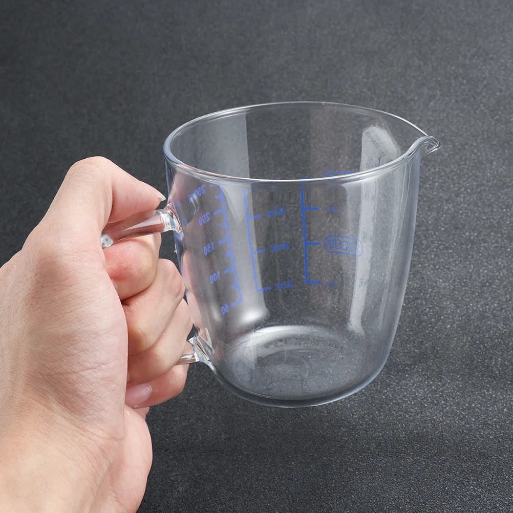 

2 Pcs Measuring Mixing Cup Glass Coffee Mugs Milk Cups Kitchen Scale Flour Powder Graduated Child