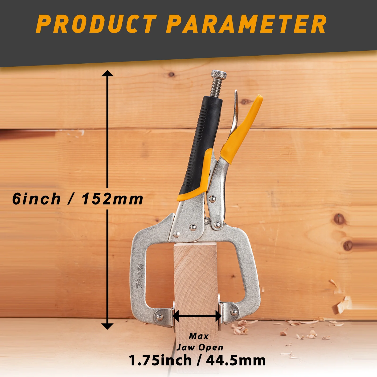 TOLESA 6-дюймовый торцевой зажим: сверхмощный металлический C-образный зажим для