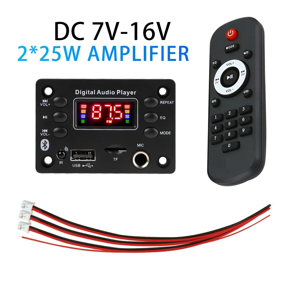 Плата декодера MP3 Bluetooth 5,0 2*25 Вт 50 Вт | AliExpress