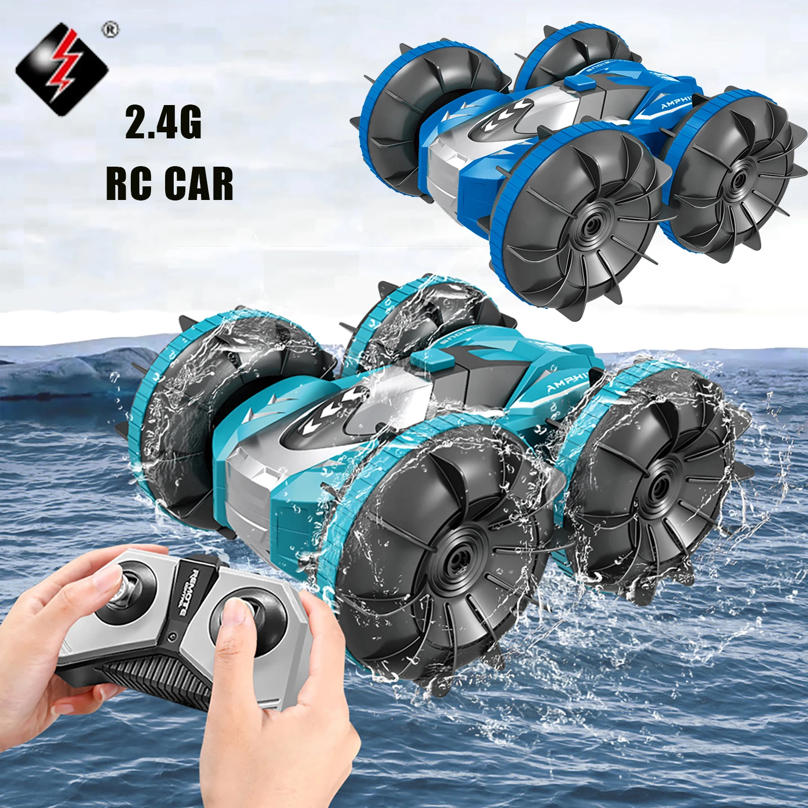 

RC Stunt Car 2.4G Amphibious RC Car Double-sided Driving Children's Electric Toy 4WD Vehicle All Terrain Beach Pool Toys For Boy