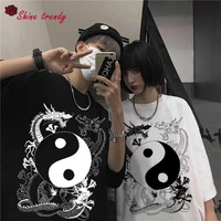 women t shirts vintage chinese dragon print short sleeve tshirt female harajuku summer o neck woman clothes streetwear tops
