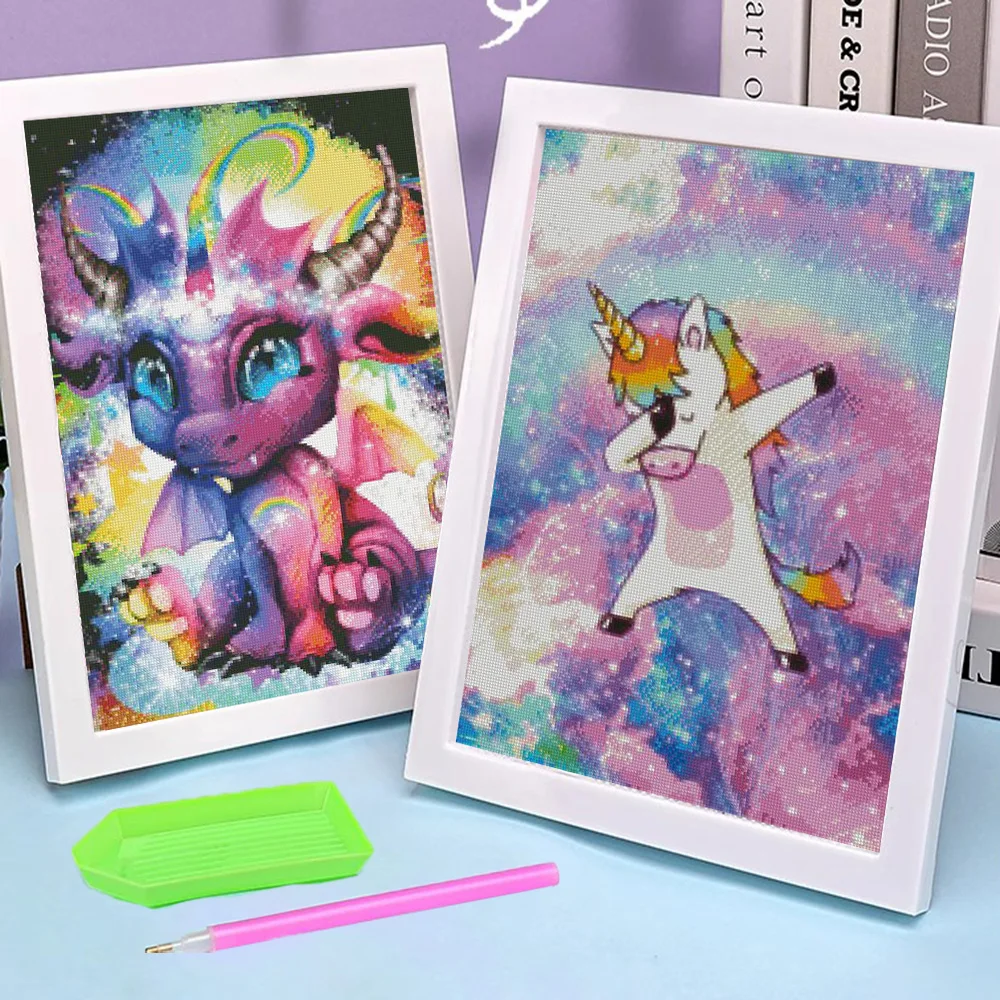 Картина из страз &quotРадуга&quot &quotЕдинорог&quot &quotдракон&quot &quotкрутая поза&quot 5D