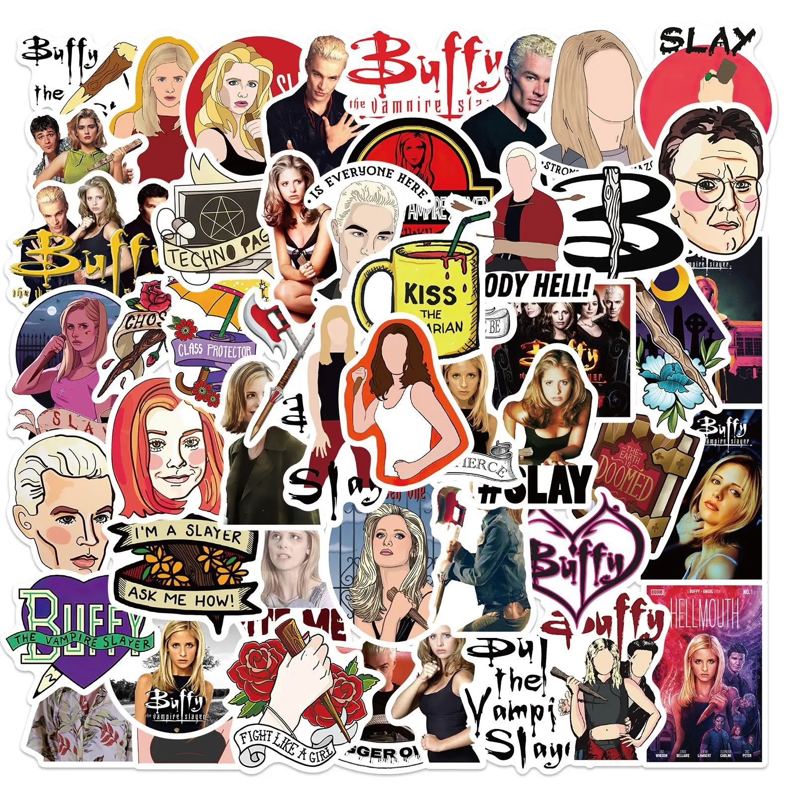 

50pcs Vampire Buffy Sticker Graffiti Glasses Cups Waterproof Stickers Skateboard Travel Pencil Cases Suitcase Phone DIY Toys