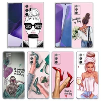 fashion beautiful girls case for samsung galaxy note 20 ultra 5g 10 lite plus 9 a70 a50 a01 a02 a30 clear cover boss girl coffee