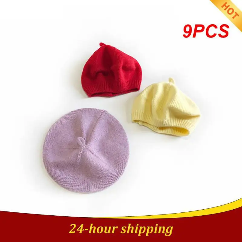 

9 шт., детский вязаный берет, на осень/зиму