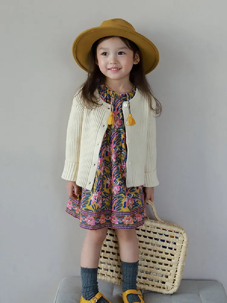 

Laura Kors Winter New Arrivals Girls Cute Dresses Long Sleeve O Neck Tassel Floral Pink Cute Sweet Baby Dress Vestidos 18M-6T