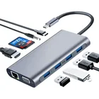 Док-станция Rankman типа C Thunderbolt 3-Gigabit RJ45 HDMI-совместимая с VGA SD TF USB C 3,0 для MacBook Samsung S21 Dex Xiaomi 10 TV