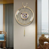 Pure Copper Deer Head Retro High-end Luxury Modern Round Elegance Decorative Wall Clock