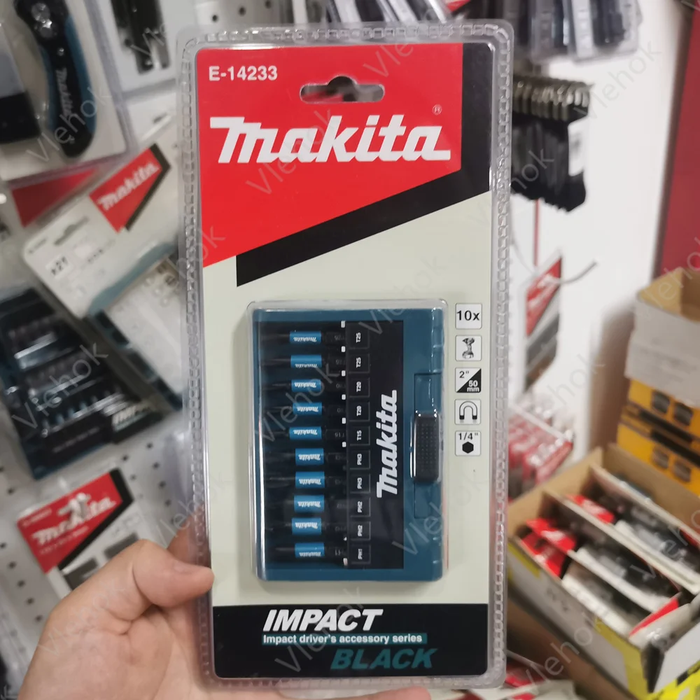 

Набор ударных бит Makita E-14233, 10 шт., 50 мм, 1/4 дюйма, шестигранная комбинация, электрическая отвертка PH1 PH2 PH3 T15 T20 T25