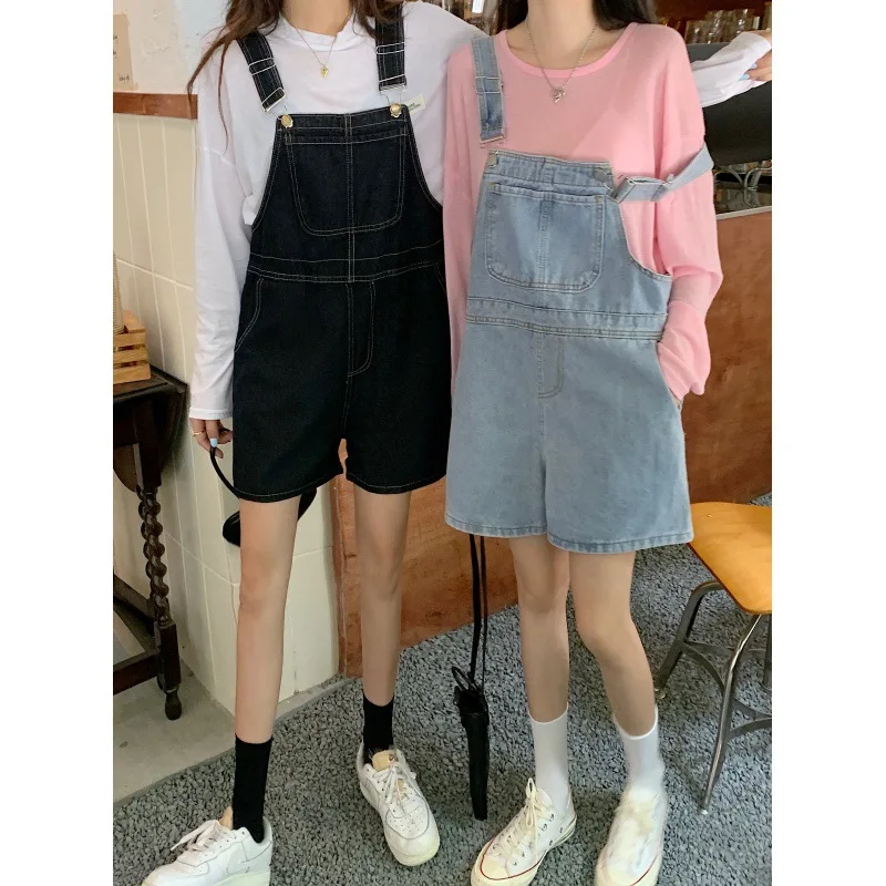 

XUAN PhD Shorts Women's Summer New Salty Sweet Short Wide-legged Students Loose Jumpsuit Matching Set overalls straight legs