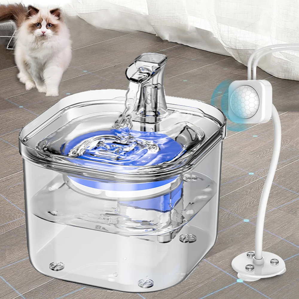 

Поилка кошачий фонтан для беговой воды, автоматический фильтр для кошек и собак, умный прозрачный дозатор питьевой воды с датчиком движения