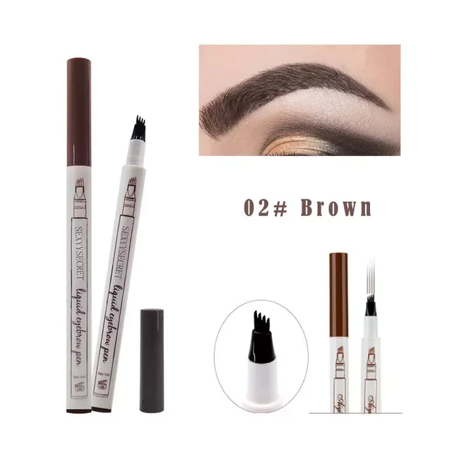 New 4 Heads Eyebrow Pen Waterproof Fork Tip Eyebrow  Pencil Long Lasting Professional Fine Sketch Liquid Eye Brow 5 colors