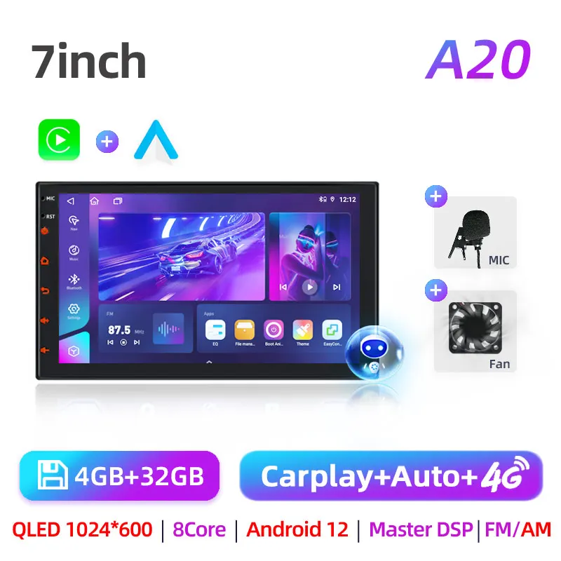 

2 Din 7 дюймов 9 дюймов 10 дюймов автомобильный радиоприемник мультимедиа GPS Android12 CarPlayer 2din 8 Core Carplay 8G + 256G 4G для Volkswagen Nissan