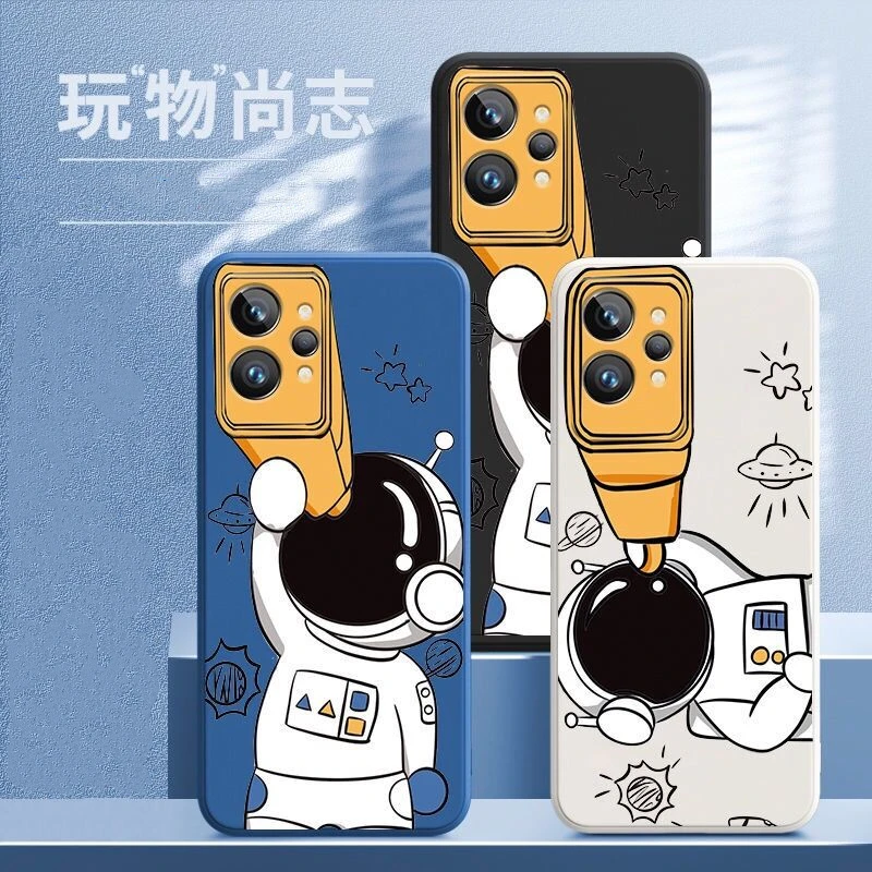 cute cartoon phone case for realme gt 2 pro cover for realme gt neo 2 t master explorer funda astronaut tpu soft silicone bumper free global shipping