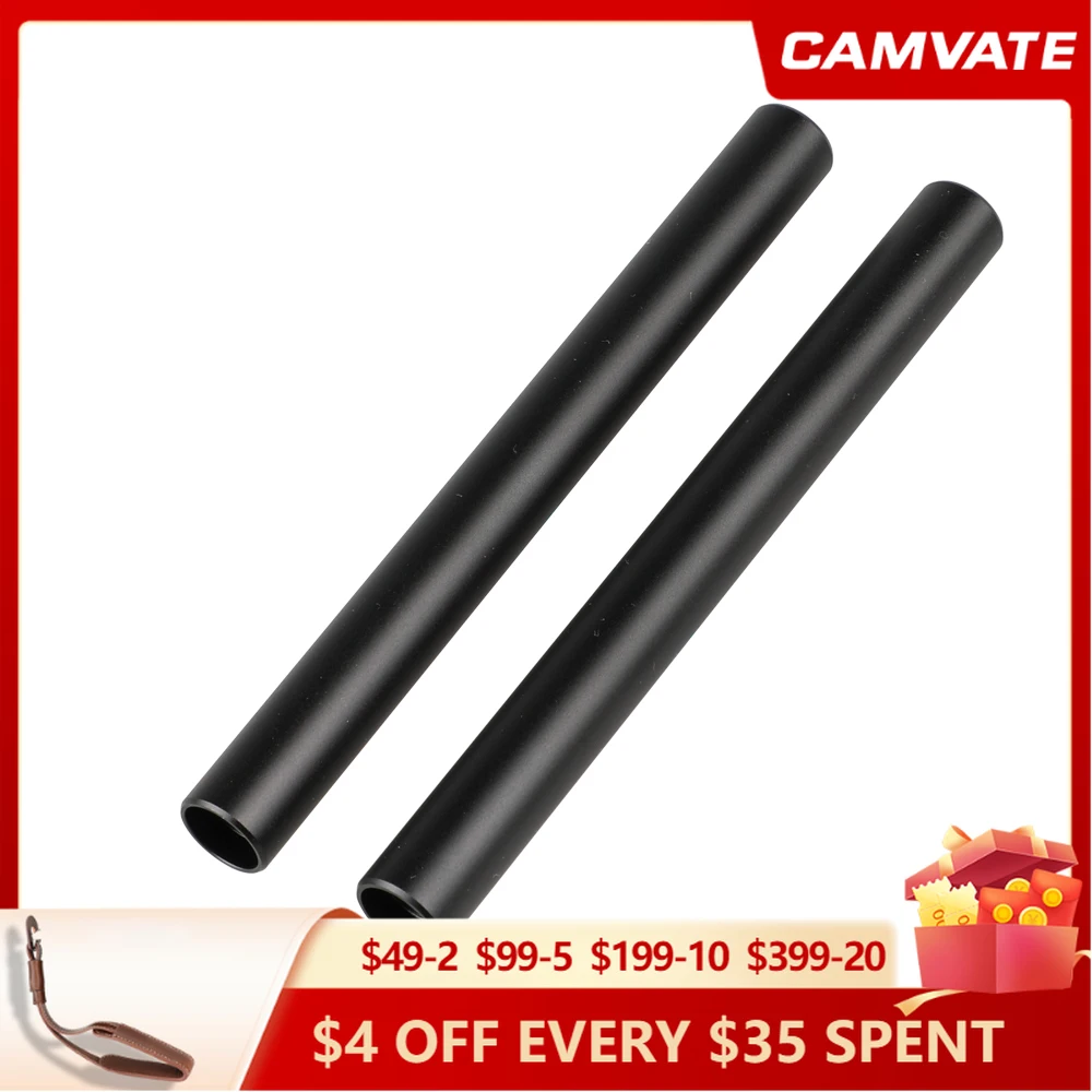 CAMVATE 2 шт. алюминиевый стандартный стержень 15 мм M12 (длина 150 мм) для наплечного ремня DSLR/держателя для камеры/матового бокса/следящего фокуса/держателя монитора