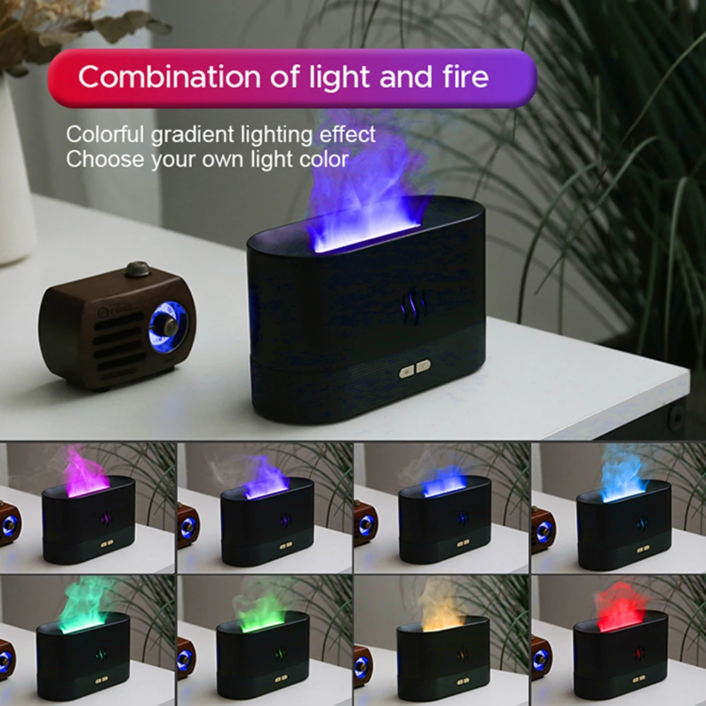 

180ML USB Essential Oil Diffuser Simulation Flame Ultrasonic Humidifier Home Office Air Freshener Fragrance Sooth Sleep Atomizer