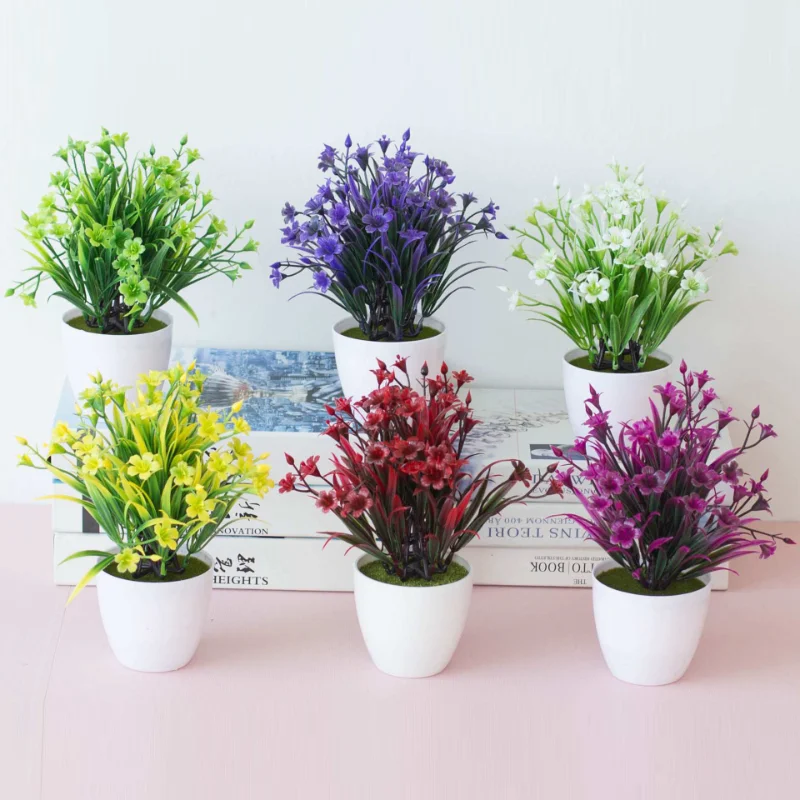 

Simulated Plant Potted Plants Green Plants Home Decoration Small Ornaments 17 Mesh Star Grass Desktop Simulated Flower