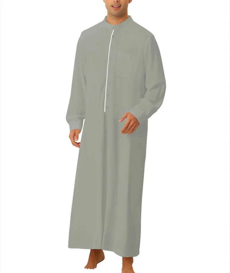 Muslim Fashion Men Pocket Shirt Robe Ramadan Eid Arabic Jubba  Thobes Abaya Bonnet Homme Musulman Islamic Clothing Men Kaftan
