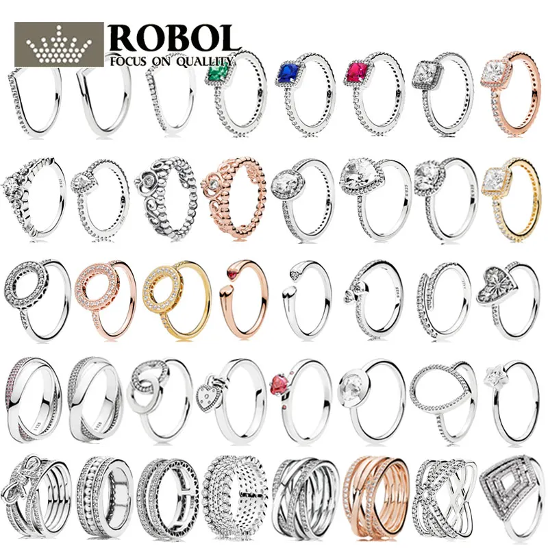 PDB JZ 2 Original Brand 100% 925 sterling silver ring engraved with sparkling logo love heart diamond ring Gemstone female ring