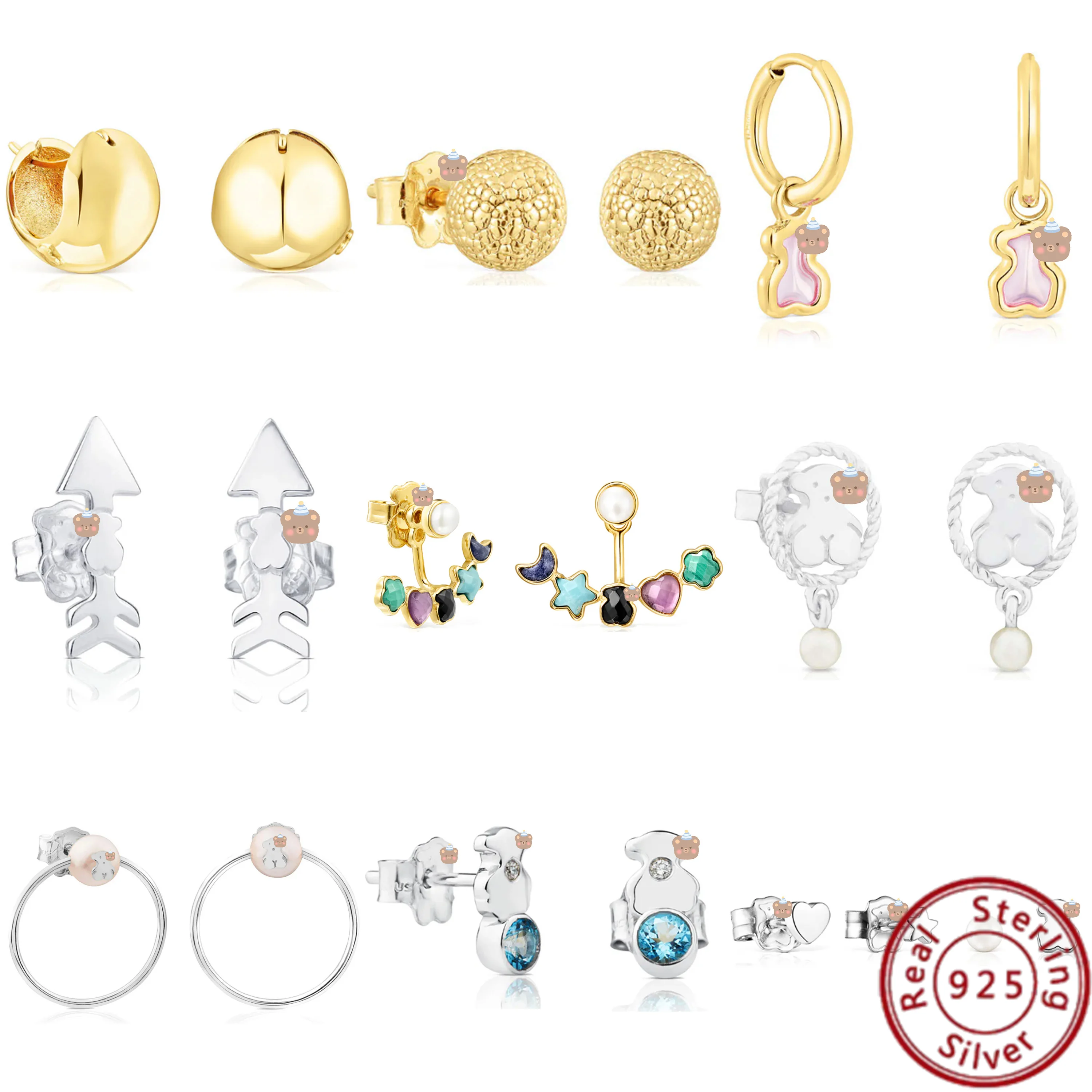 

2023 новые маленькие и элегантные серьги-гвоздики с испанским медведем. Добавьте класс к вашему Stvle-оптовая цена напрямую с фабрики