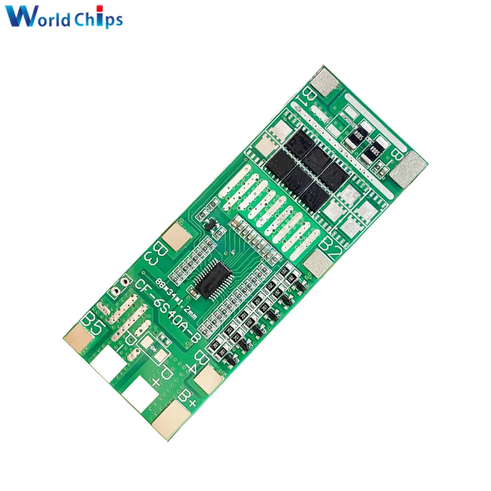 

Защитная плата для литий-ионного аккумулятора 6S, 24 В, 20 А, 40 А, модуль с тройным выравниванием, защитная плата для зарядки электровелосипеда