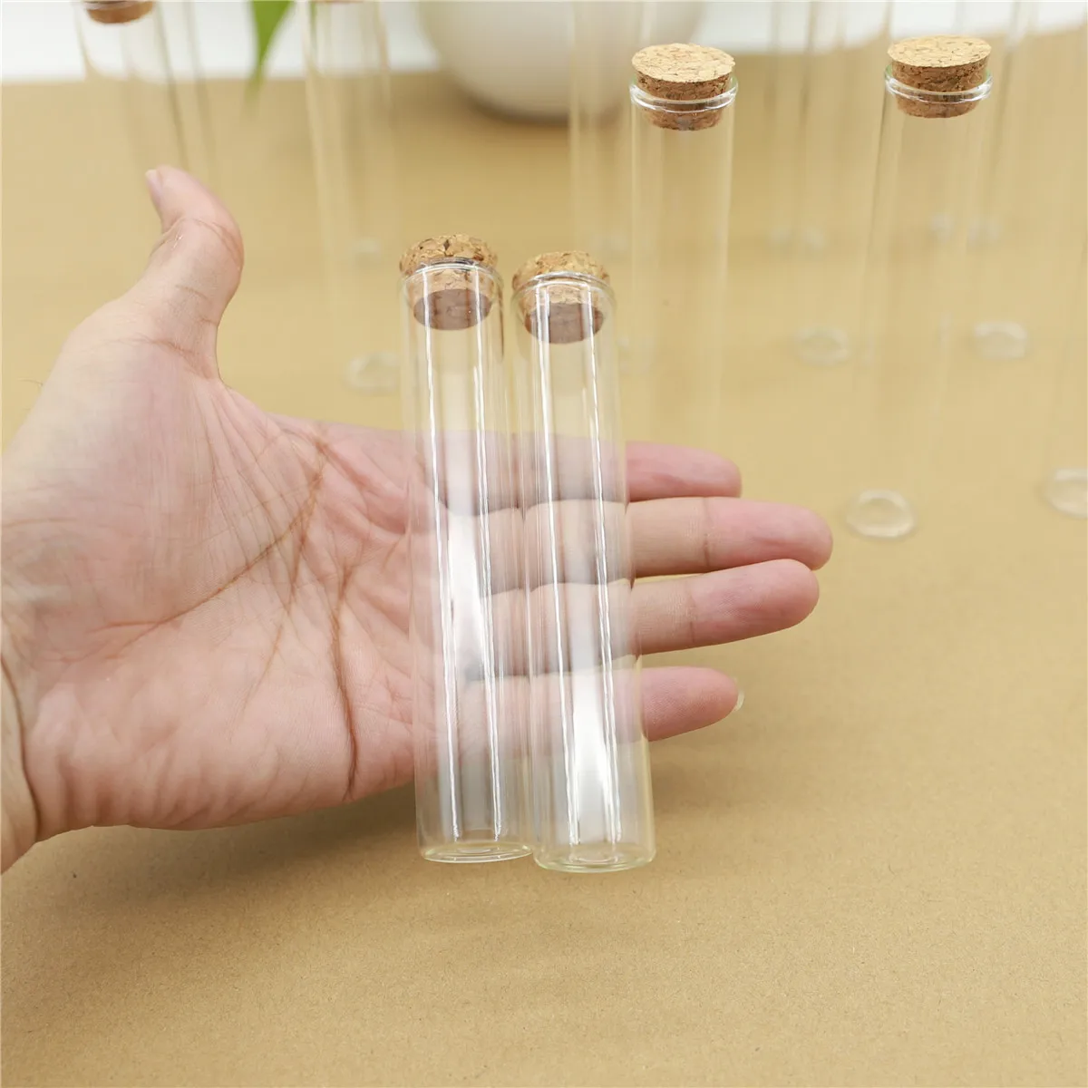 50 pcs/lot Diameter 22mm Dragees Glass Bottle Glass Jars Test Tube Stopper Container Small DIY Crafts Tiny Bottle
