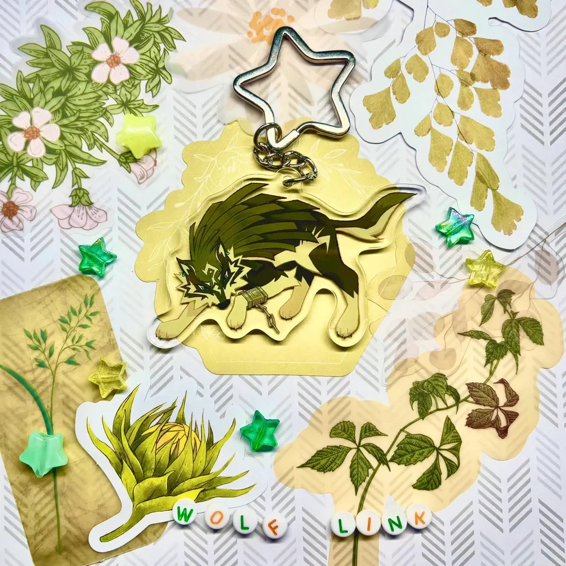 Фото Акриловый брелок Wolf Link из игры Legend of Zelda: Twilight Princess с застежкой в форме звезды №1