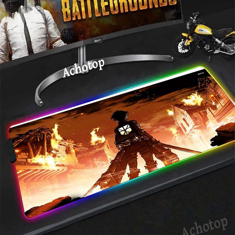 

RGB Attack on Titan Mouse Pad Gaming Large Mouse Pad Speed Gamer LED Mouse Pad Soft Laptops Gamer for Gaming Accessories CSGO