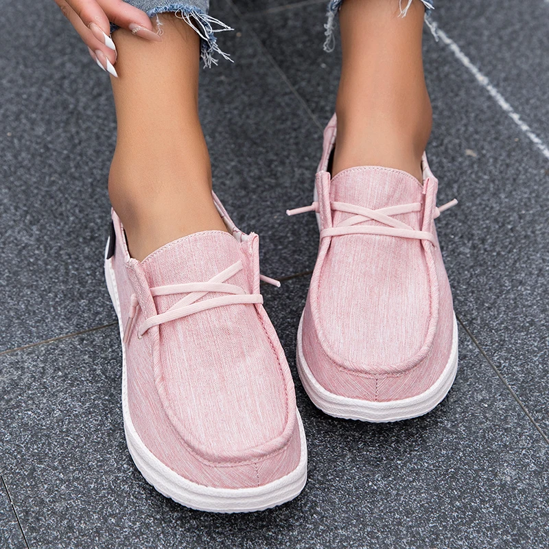 New Summer Women Canvas Shoes Fashion Breathable Flat Casual Shoes Ladies Slip on Zapatill Mujer Women Walking Vulcanize Shoes