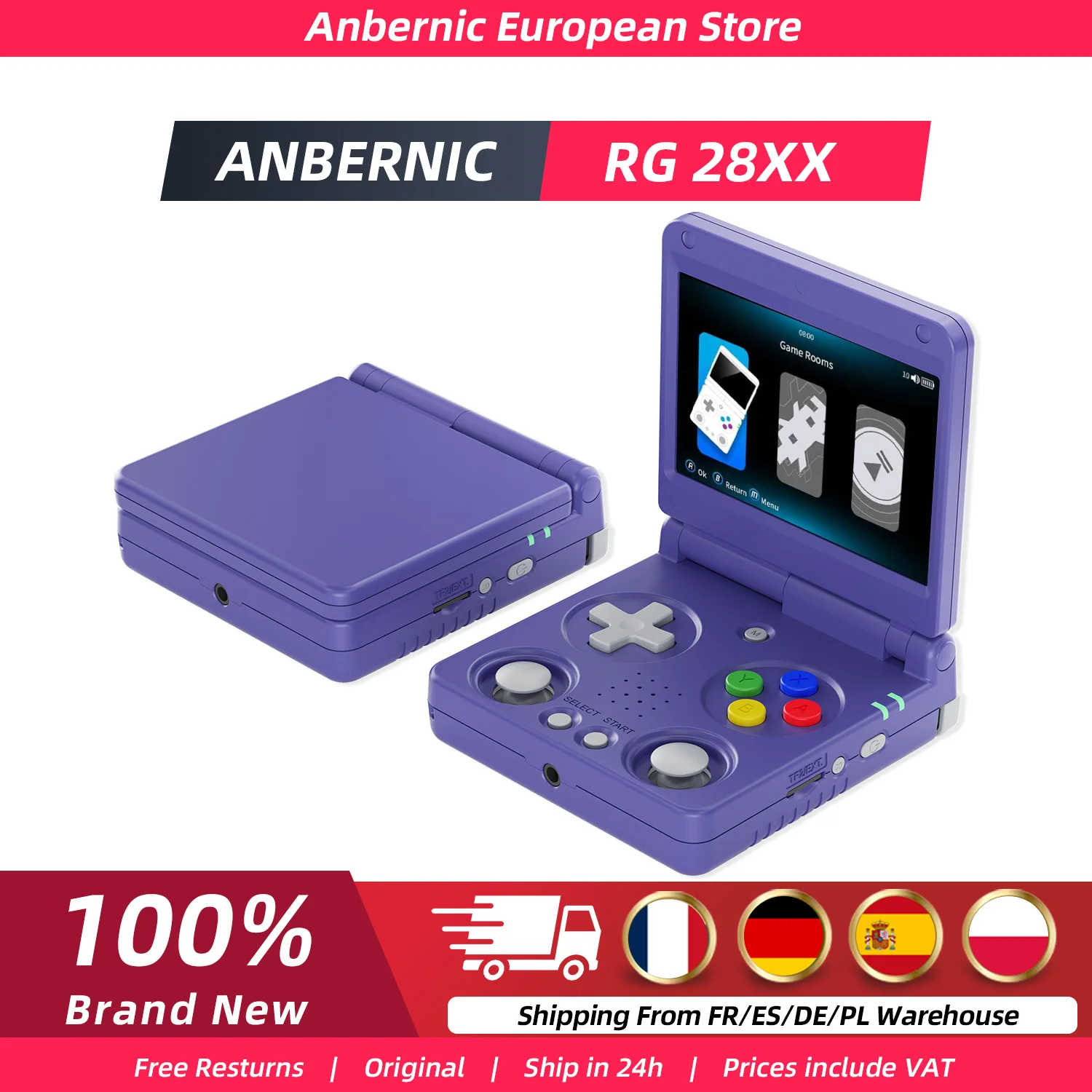 Anbernic RG34XXSP Retro Handheld Game Console RG34XX SP Retro Gaming Console with 64G Preloaded 5000+ Games,3300 mAh Battey, Portable Pocket Arcade Support 30+ Simulators 5G WiFi Bluetooth HD