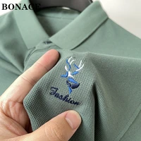 high end fashion brand deer embroidered cotton polo shirt mens t shirt 2022 new designer top quality casual short sleeved shirt