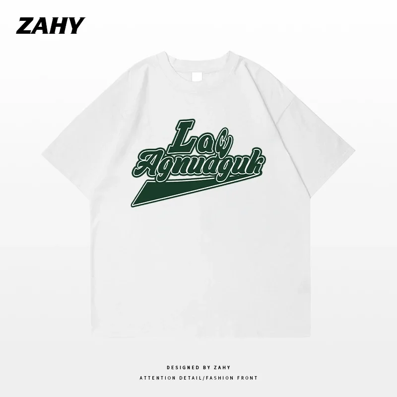 Мужская Тяжелая Хлопковая Футболка В Стиле Ретро С Английским Буквенным Принтом