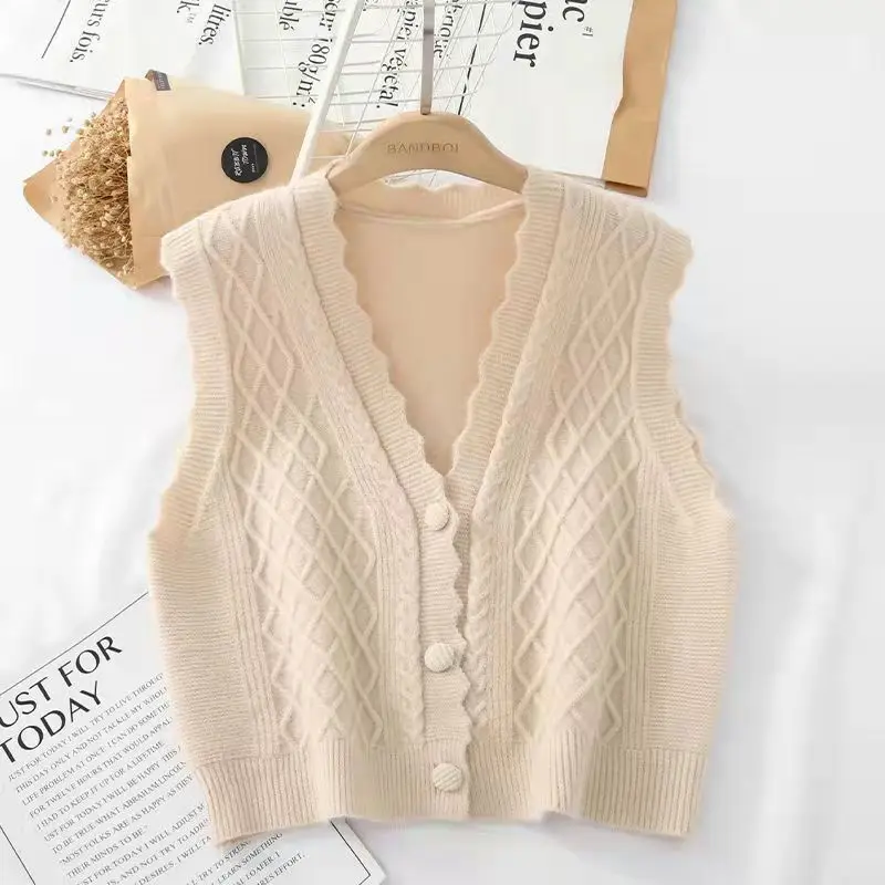 Вязаный жилет Женский Осенний свободный свитер в западном стиле женский