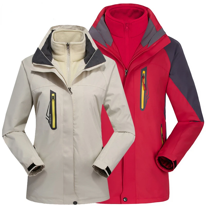 Ski Suit Autumn and Winter New Outdoor Jacket for Men and Women Two-piece Three-in-one Detachable Fleece Jacket