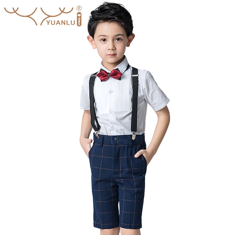 Boys Tank Suit Shirt Shorts Butterfly Kindergarten Performance Piano Reception Suit Summer Clothes