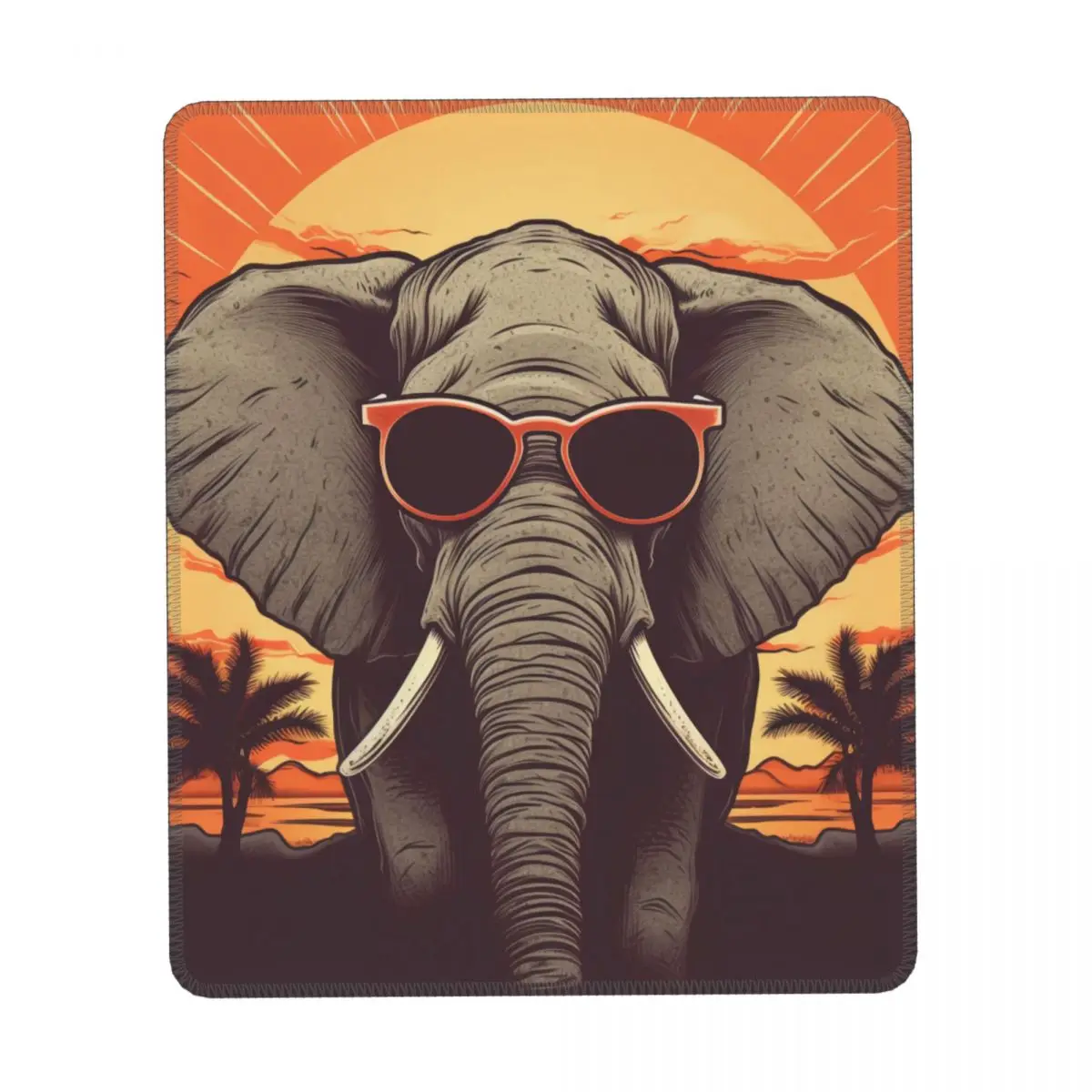 

Elephant Vertical Print Mouse Pad Retro Sunset Animals With Sunglasses Rertro Custom Mousepad Office Anti-Slip Rubber Mouse Pads