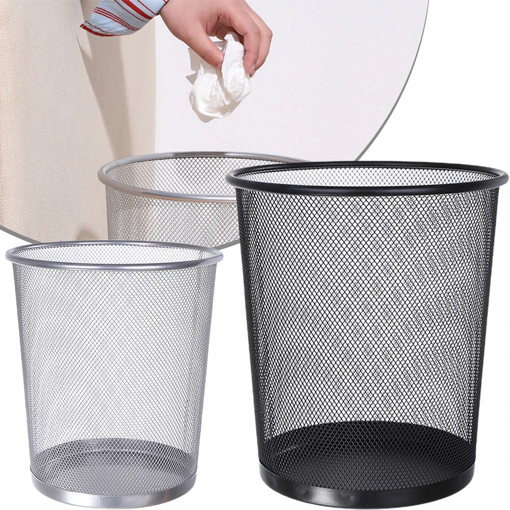 

Metal Mesh Wastebasket Trash Can Simplicity Dustbin Household Cleaning Tools For Home Office In-Home Bins Recycling Bin NIN668