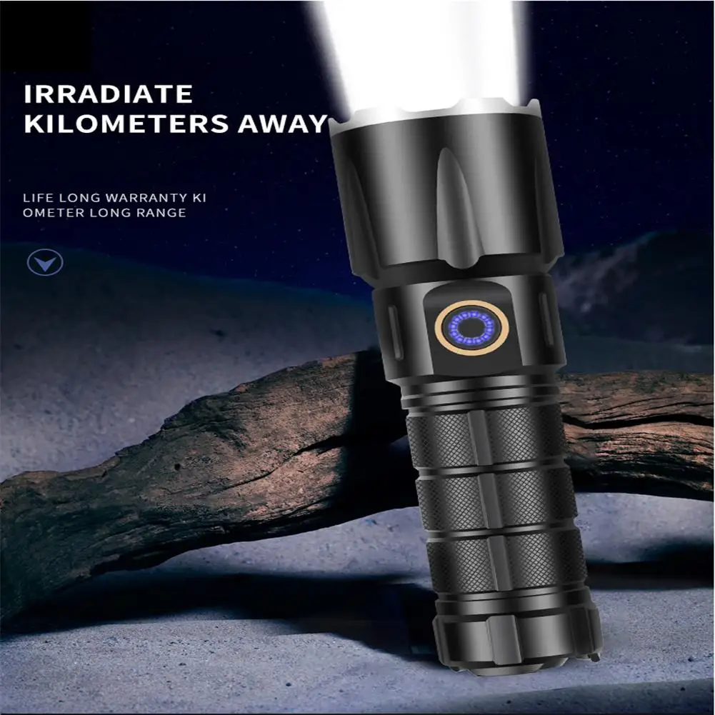 

Aluminum Alloy Strong Light Flashlight Type-c Rechargeable Super Bright LED Flashligh With Attack Head