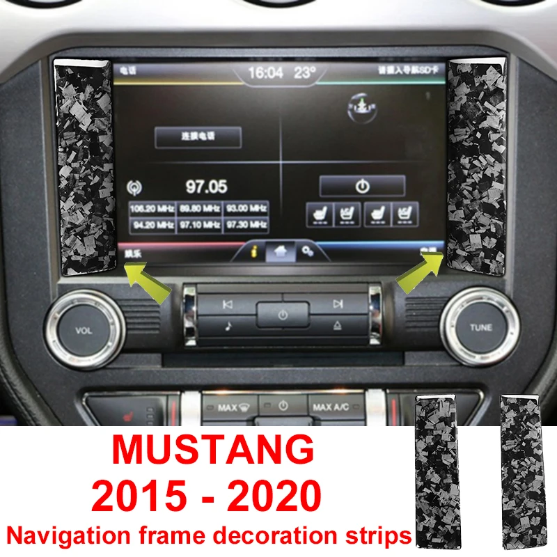 

Для Ford Mustang 2015-2020, декоративные полосы для каркаса навигации из углеродного волокна, автомобильные наклейки, кованый узор, аксессуары для ин...