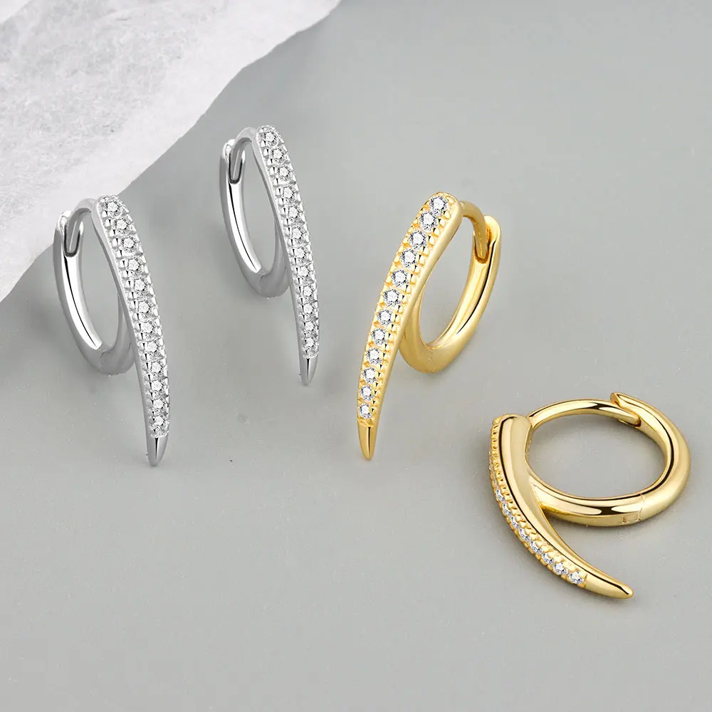 

Side Zircon Crystals Personality Hoop Earrings for Women Girls Huggie Piercing Earrings Jewelry Accessories 2022 Fashion Women