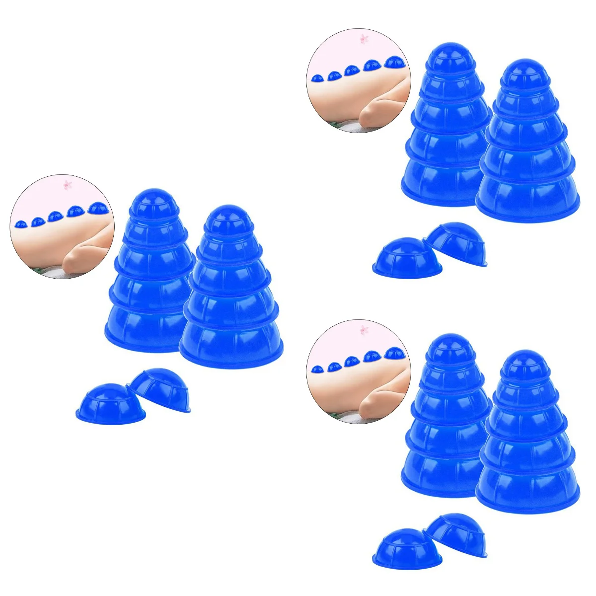 

36 pcs Silicone Vacuum Cupping Massaging Tools Body Facial Therapy Cupping Cups (Blue)