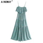 Женское винтажное богемное платье-макси без рукавов, с цветочным принтом