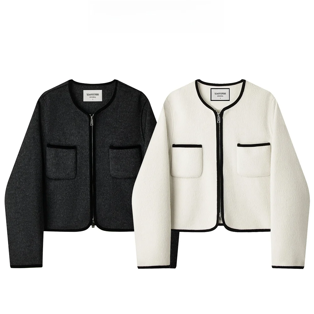 Xiaoyunmi 2024 новая шерстяная верхняя одежда изящная осенне-зимняя корейская короткая