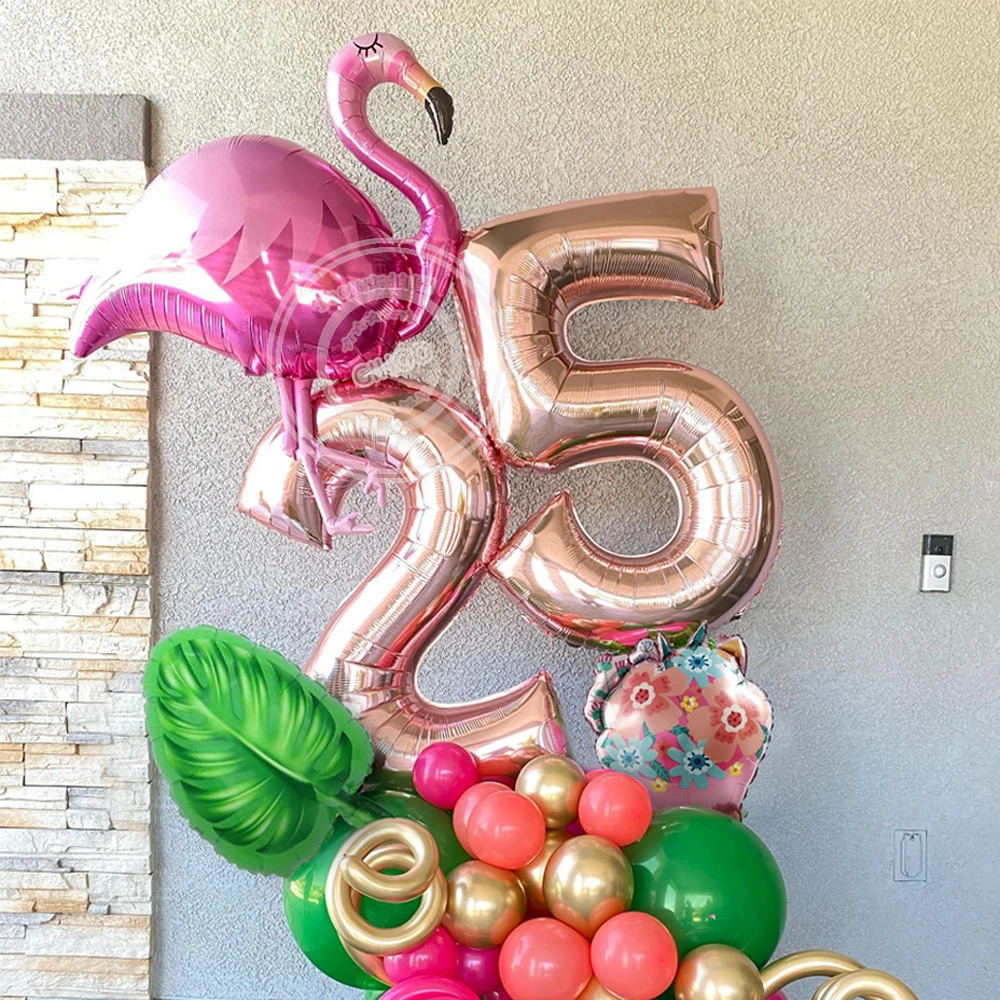 

1Set 50Pcs Tropical Hawaiian Flamingo Balloons Garland Baby Shower Wedding Decorations Summer Theme Birthday Party For Kids
