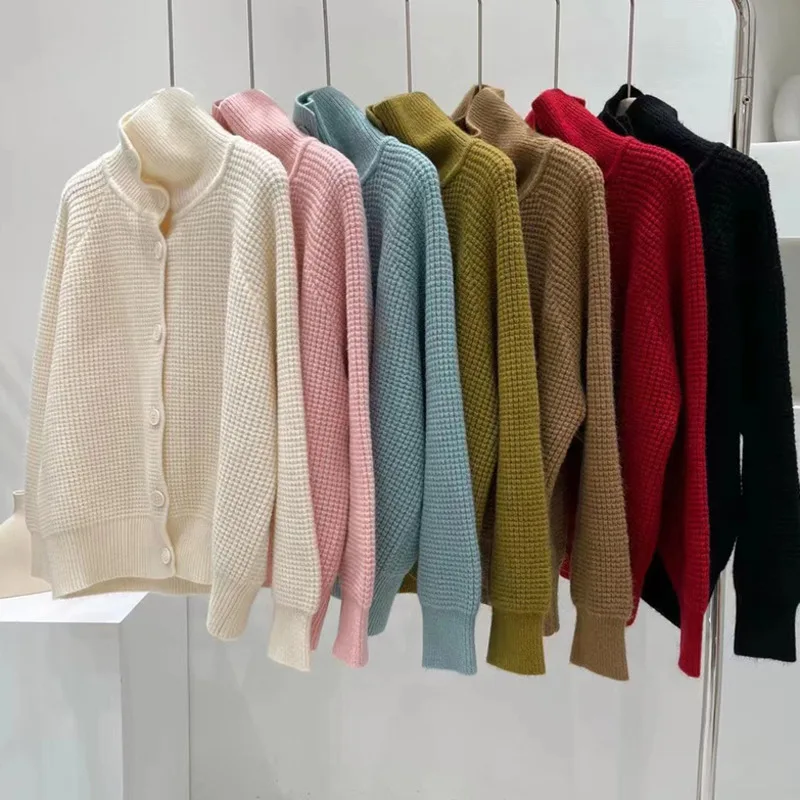 

Женский однобортный вязаный кардиган, свитер в Корейском стиле Харадзюку С Длинным Рукавом, Осень-зима 2022